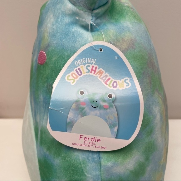 Squishmallow Ferdie the Frog Blue Green Tie Dye Plush w/ Tags 12 Inches - Picture 5 of 7